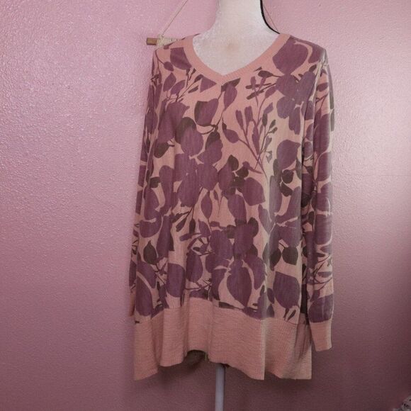 LOGO Lori Goldstein | V Neck Long Sleeve Sweater Large - Picture 2 of 7